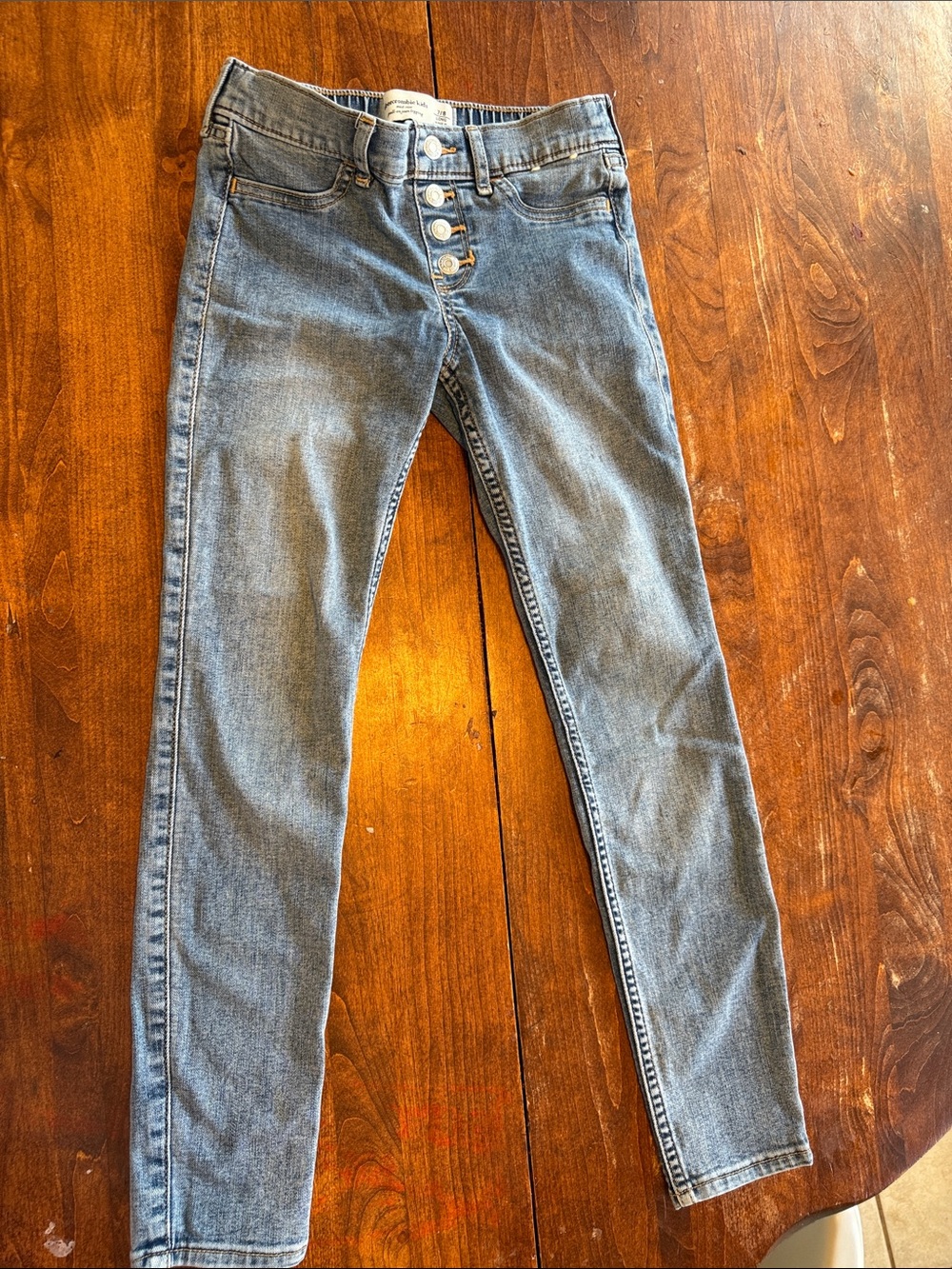 abercrombie kids light blue denim leggings